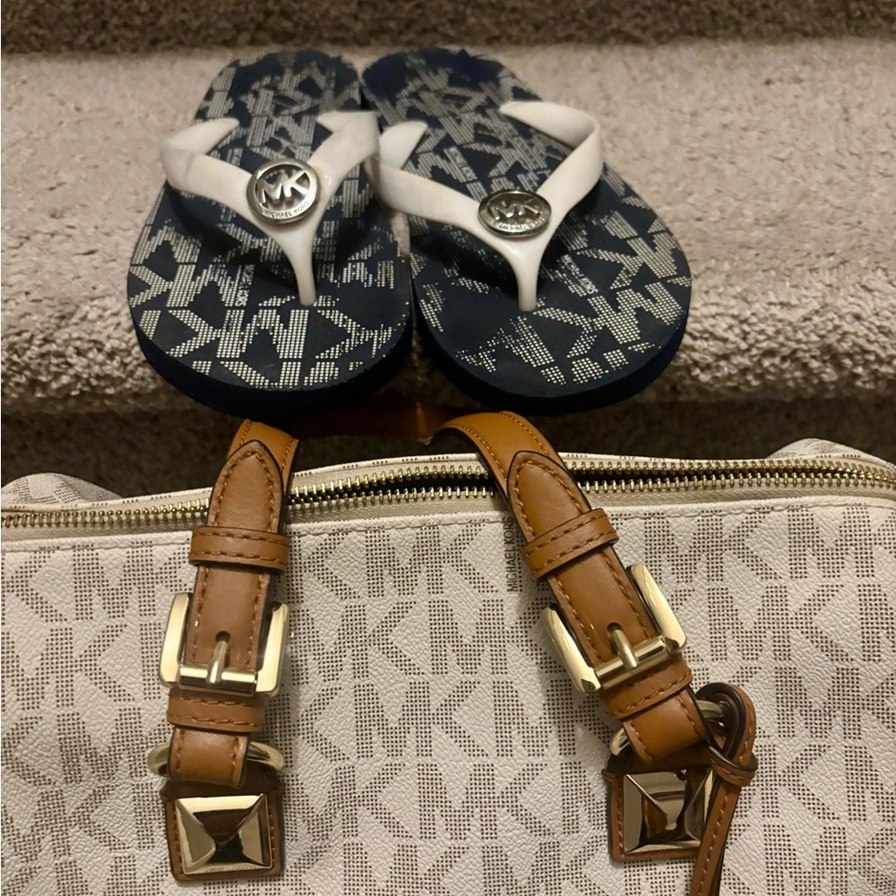 -Michael Kors Navy Flip Flops